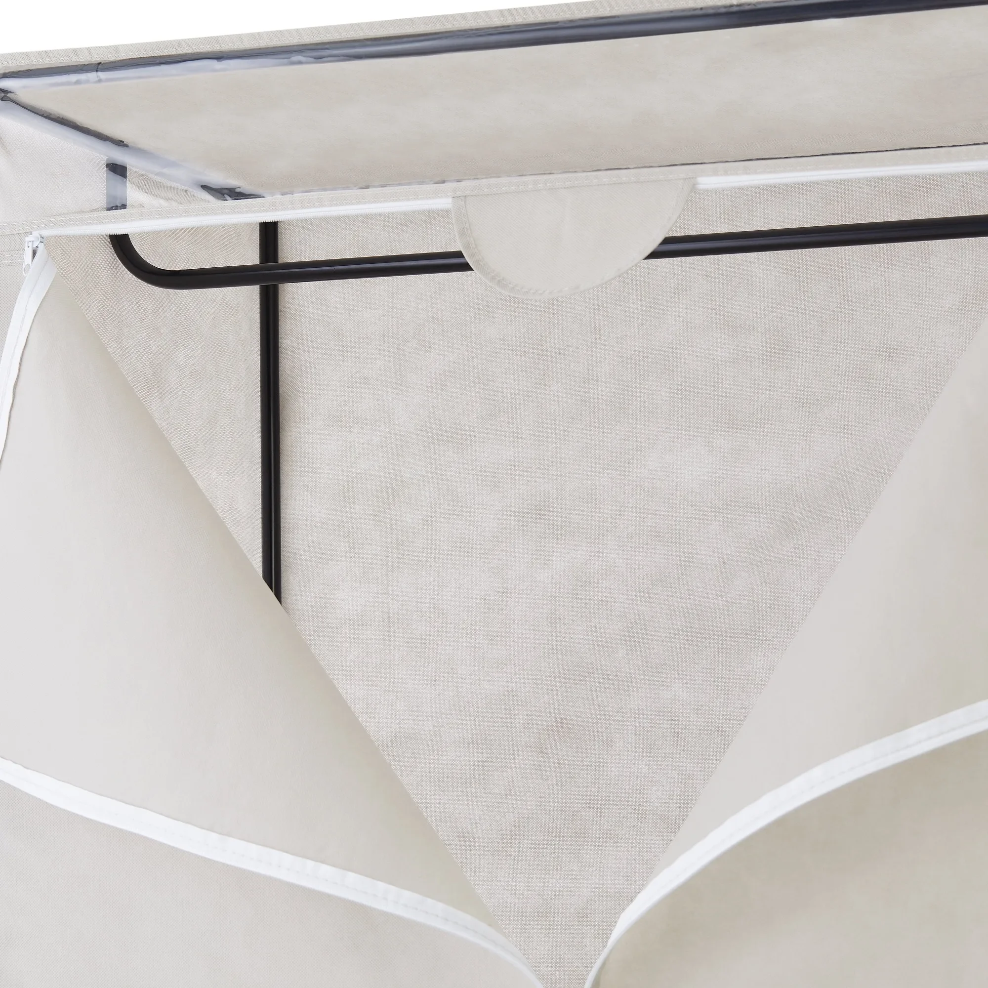 単層洋服クローゼット、36 インチ、グレー軽石。 スチールフレーム、ジッパー付きカバー。 寝室用、省スペース、組み立て簡単。