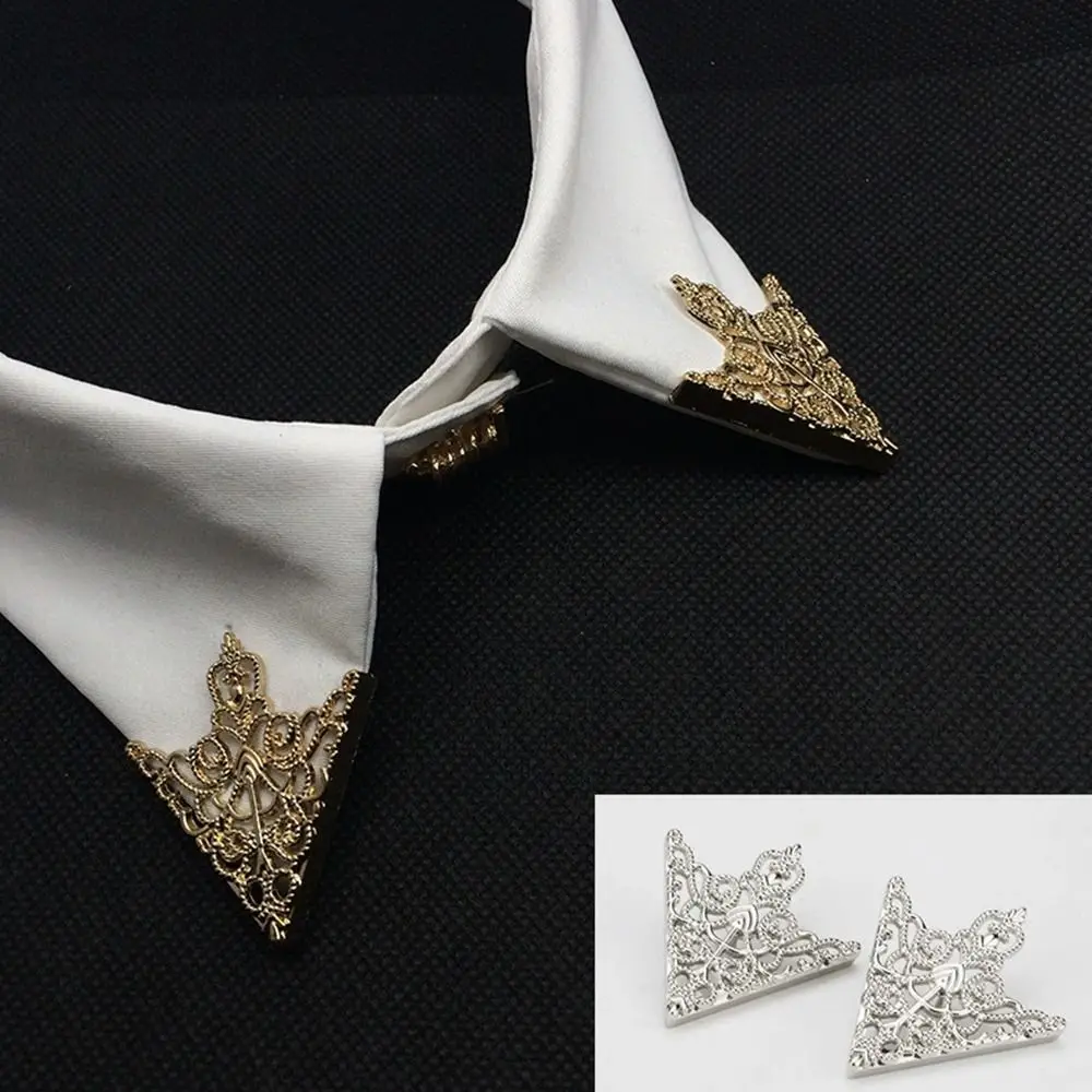 Vintage Triangle Shirt Collar Pin Hollowed Out Tide Exquisite Clothes Decorative Pin Decorated Hollow Out Metal Brooch