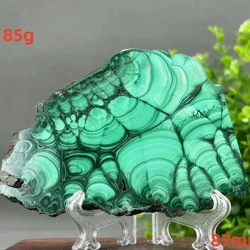 Wholesale Natural Crystal Green Malachite Slab Energy Quartz Home Decoration Polished Reiki Ornament Ore Healing Specimen +Stand