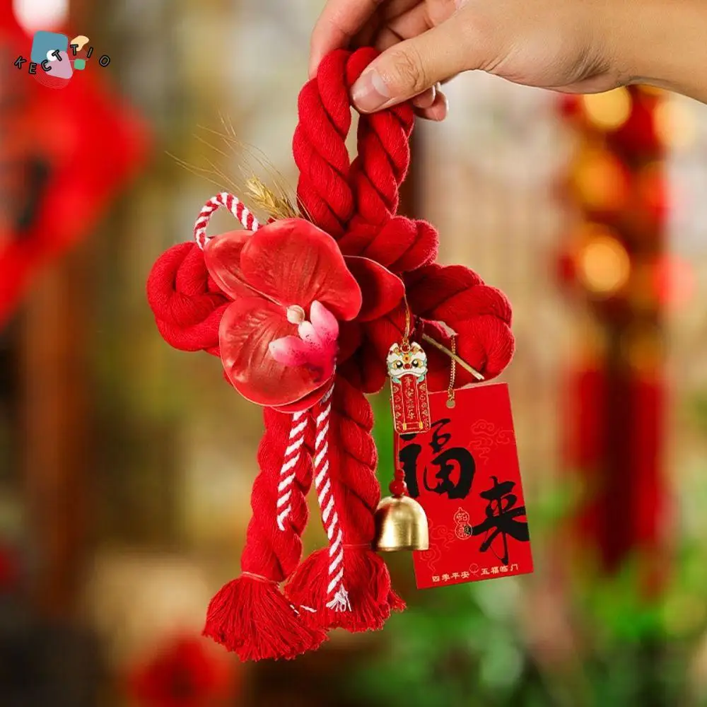 Good Luck Hand-wove Chinese Knot Pendant Small Bell Wheat Ear Chinese Knot Ornaments Red Hanging Pendant Home Decor