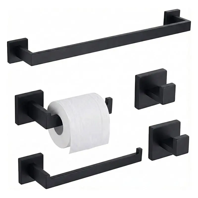 TFORU-5-Piece Bathroom Hardware Set, Towel Bar Stainless Steel For Modern Bathrooms
