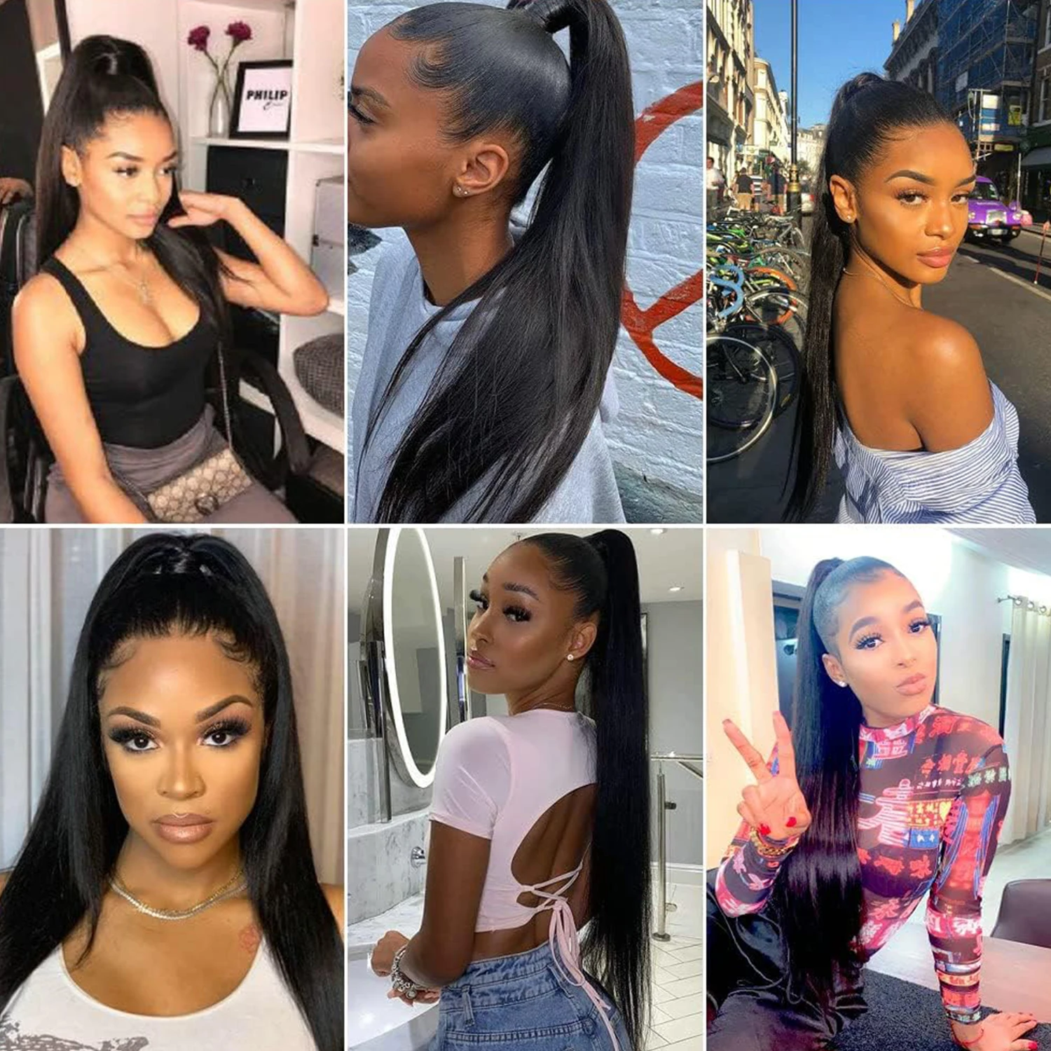 ห่อรอบผมหางม้าผมมนุษย์คลิปในต่อผมหางม้า 8-26 นิ้วตรง One Piece คลิปใน Hairpieces ผมมนุษย์จริง