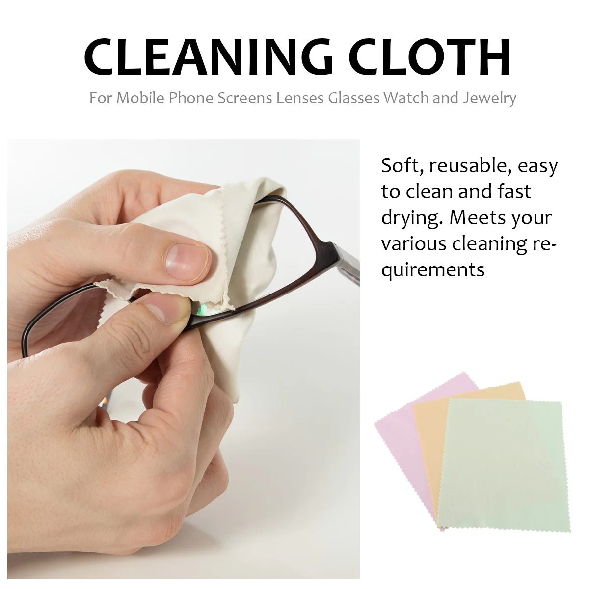 

32pcs Glasses Cleaning Cloth Microfiber Wipe Reusable Fast Drying Stain Removal for Lenses Watches Jewelry Cell Phone Screen