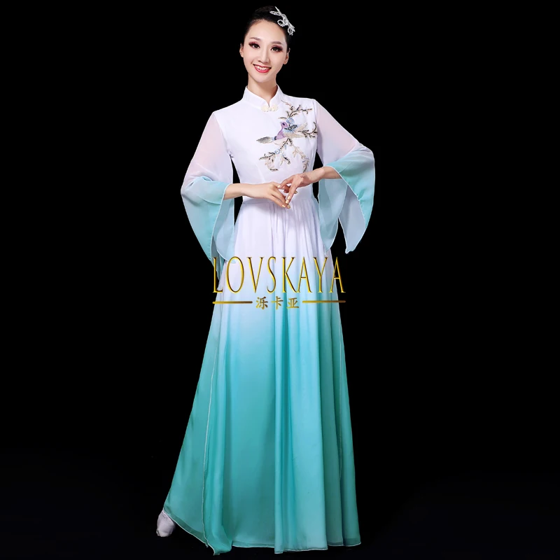 new gradient fan dance costume for women Chinese style Classical dance performance costume