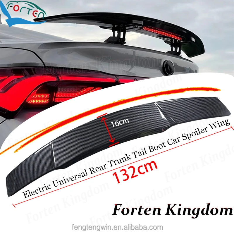 

Universal Carbon Fiber Spoiler for Sedan Coupe - Automatic up down Rear Trunk Tail Boot Wing with Remote Key Control