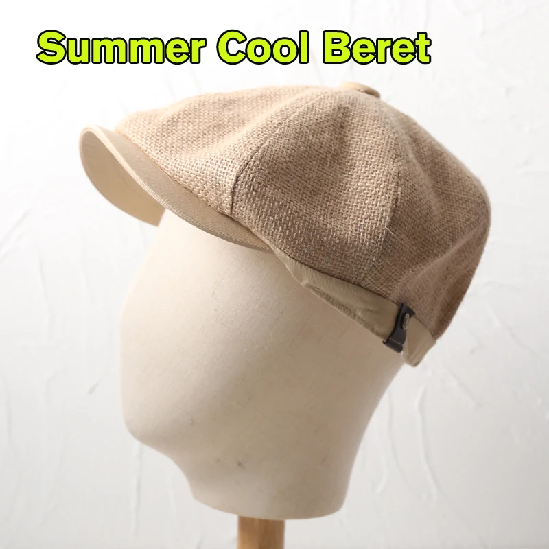 Jute  Linen Berets Hats for Men Summer Breathable Newsboy Caps Boina Hombre Gatsby Hat  Women Gorras Para Mujer Flat Cap