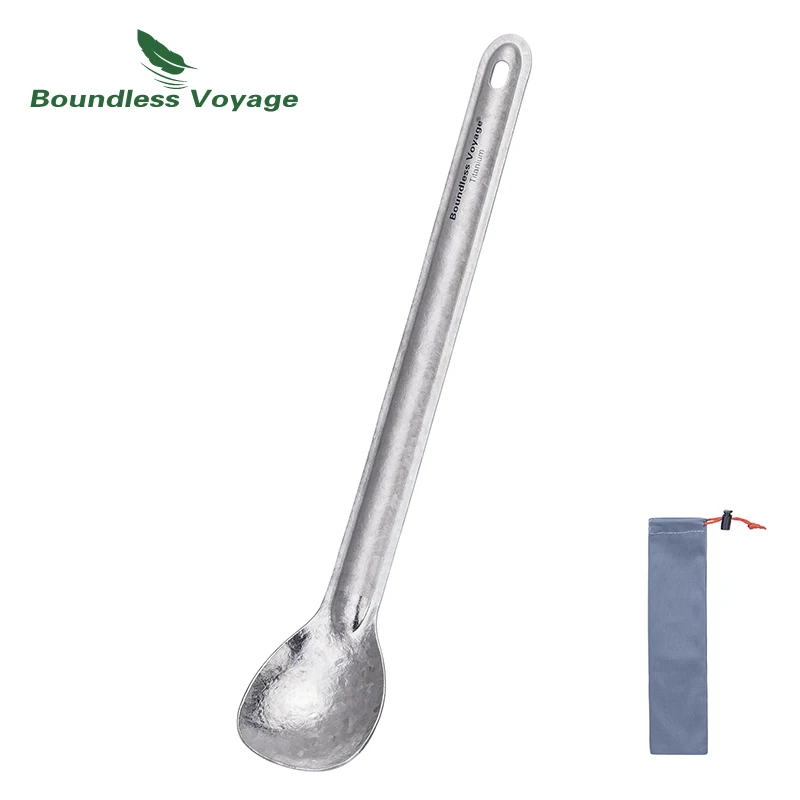 Minicanja de titânio sem limitação, utensílios de mesa polido ultraleve para acampamento com cabo reto ti1031t