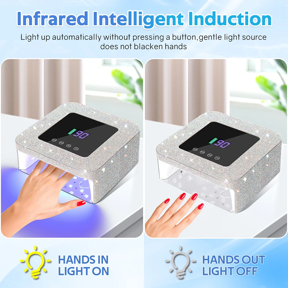 39LEDS 네일 램프 33W 충전식 네일 드라이어 터치 스크린 4 타이머 네일 아트 매니큐어 램프 UV 캐빈