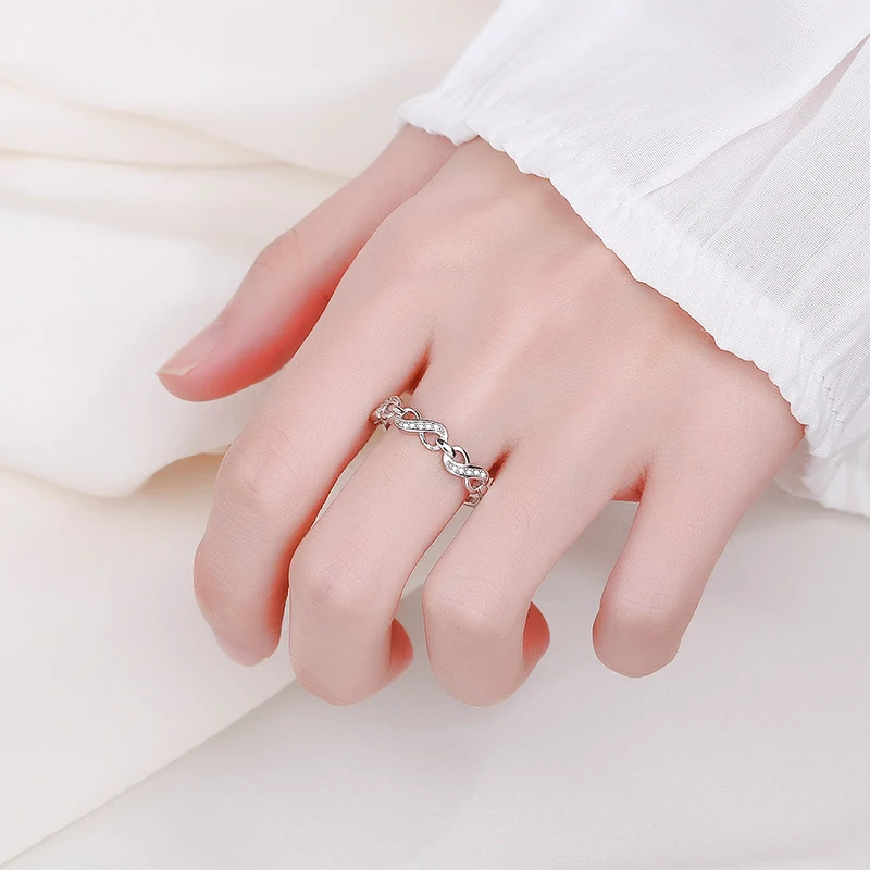 2022 NEW Fashion Irregular Ring For Women Genuine S925 Sterling Silver Cubic Zirconia CZ  Girls Anti-allergy Jewelry Gifts