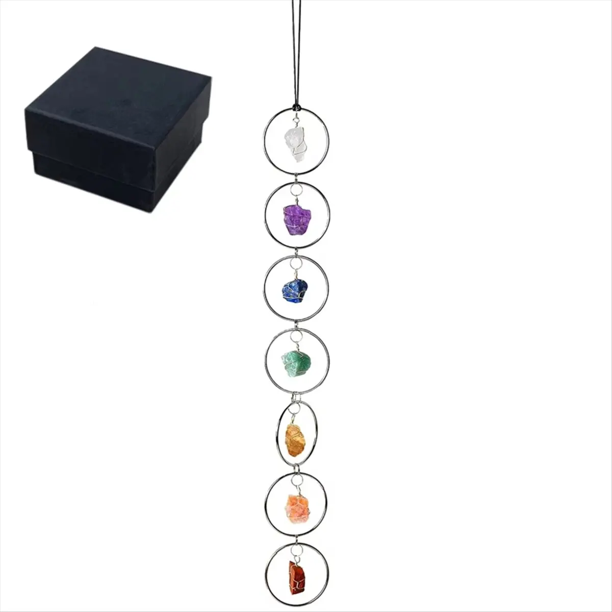Crystal Seven Chakra Pendant Multi-Purpose Natural Healing Crystal Pendant Reusable Hanging Crystal for Home Decor B