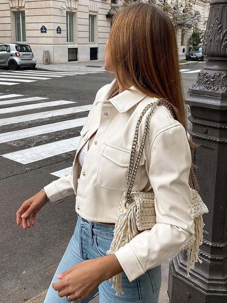 Rua sle ort couro jaet turn-down colarinho botão up picante menina casaco motociclista topo feminino faion esteira couro do plutônio