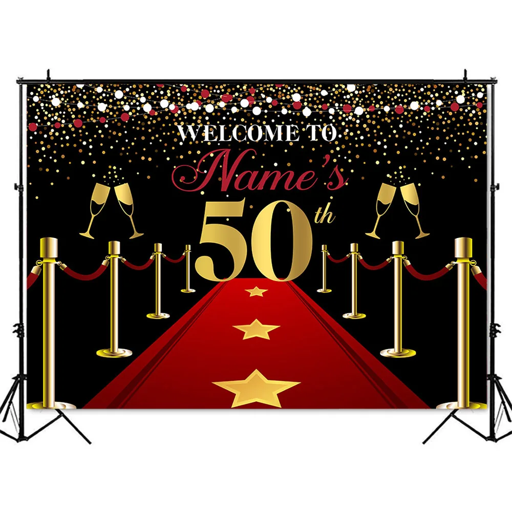 خلفية سجادة حمراء لعيد ميلاد 50 ، خلفية صورة سوبر ستار ، اسم مخصص ، لافتة ضوئية ، مهرجان أفلام وفيلم هوليود