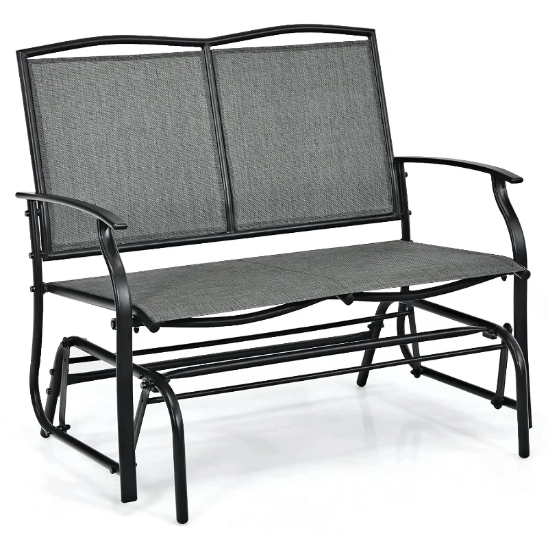 Patio Glider Benches for Outside, Swing Glider Chair with Steel Frame, 400 LBS Capacity, Patio Swing Rocker,