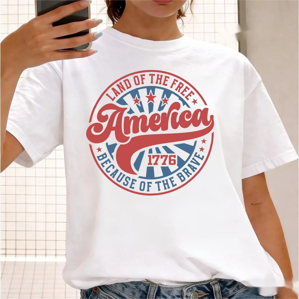 

Land of The Free Because of The Brave Shirt Independence Day T-shirt July 4th Gift American Unisex Tee Celebration Costumes