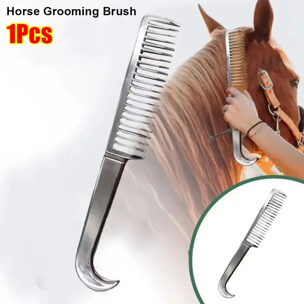 1Pcs New Thickened Tooth Horse Grooming Brush Aluminum Alloy Mane Tail Hair Comb Bristle Riding Brush Horse Cleaning Tool
