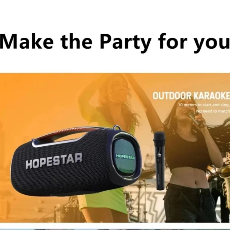 

Портативная Bluetooth-колонка Hopestar A60 мощностью 100 Вт, 15000 мАч, с микрофоном, стерео, беспроводная, для караоке, с длительным временем работы.