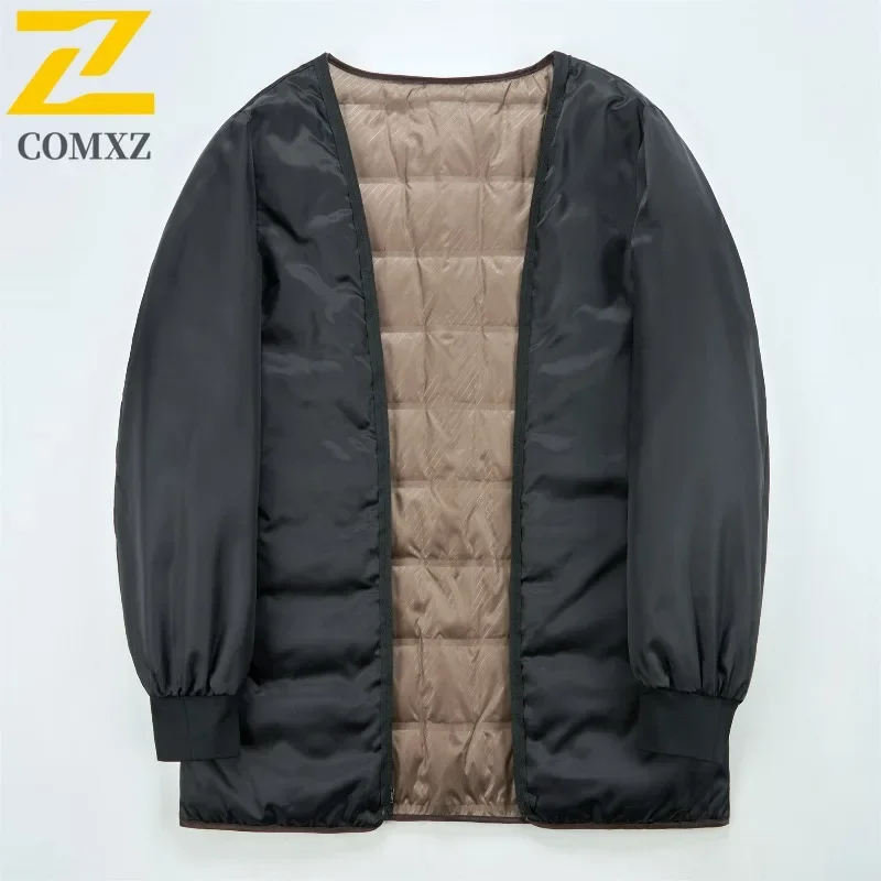COMXZ موضة الرجال أسفل سترة الراحة في الهواء الطلق مكتب طويل الركبة الدافئة خندق معطف عادية انفصال الداخلية بطانة الشتاء معطف مبطّن