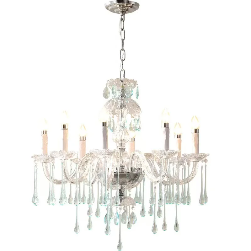 Luxury European Candle E14 Chandelier Living Room Lustre Crystal Led Pendant Lights Home Decor Led Luminarias Glass Arm Lighting