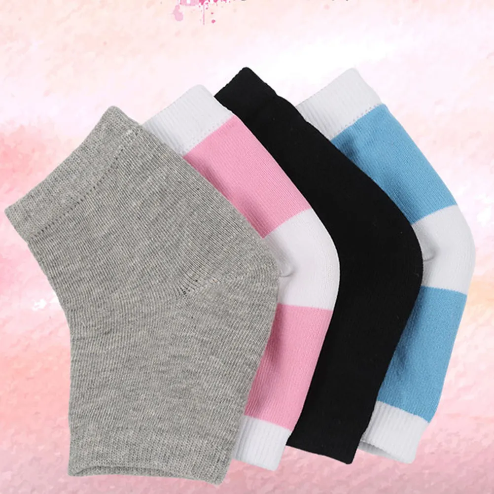 Gel Heel Socks Grey Open Toe Moisturizing Socks for Cracked Heel Skin Gel Sleeve Breathable Elastic Protection