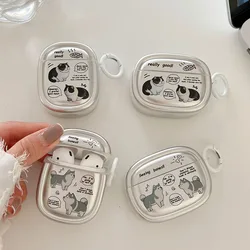 INS galvanizado plata lindo perro de dibujos animados gato inglés auriculares caso para Apple Airpods 1/2 cubierta de auriculares para Air Pods Pro 2 3 caja