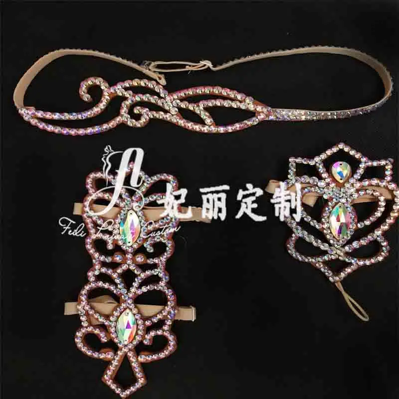 op maat gemaakte Oosterse Buikdansornament Competitie Prestaties Tailleketting Oorbellen Armringen Armband Beenaccessoires