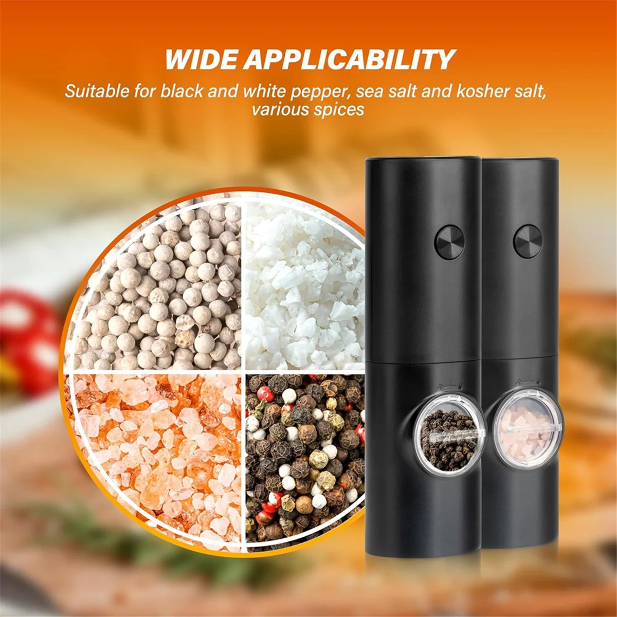 Electric Salt and Pepper Grinder Set, Single Hand Adjustable Coarseness, Battery Powered with Stand, Seasoning Tools HOT