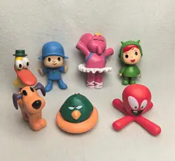 7Pcs/Set Pocoyo Animal Toy Bird Duck Elephant Doll Model Scene Ornaments Anime Cartoon Cute Pvc Figures Toys