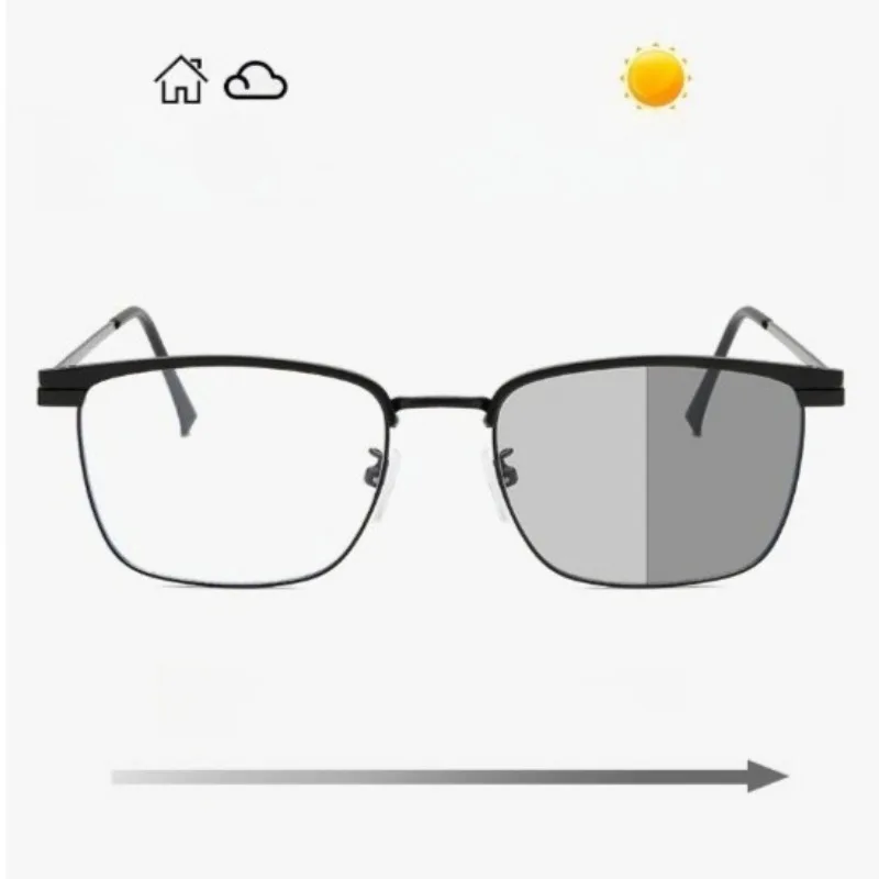 Retro Gray Anti Blue Light High-end Frame with Small Face Display and Photosensitive Color Changing Glasses
