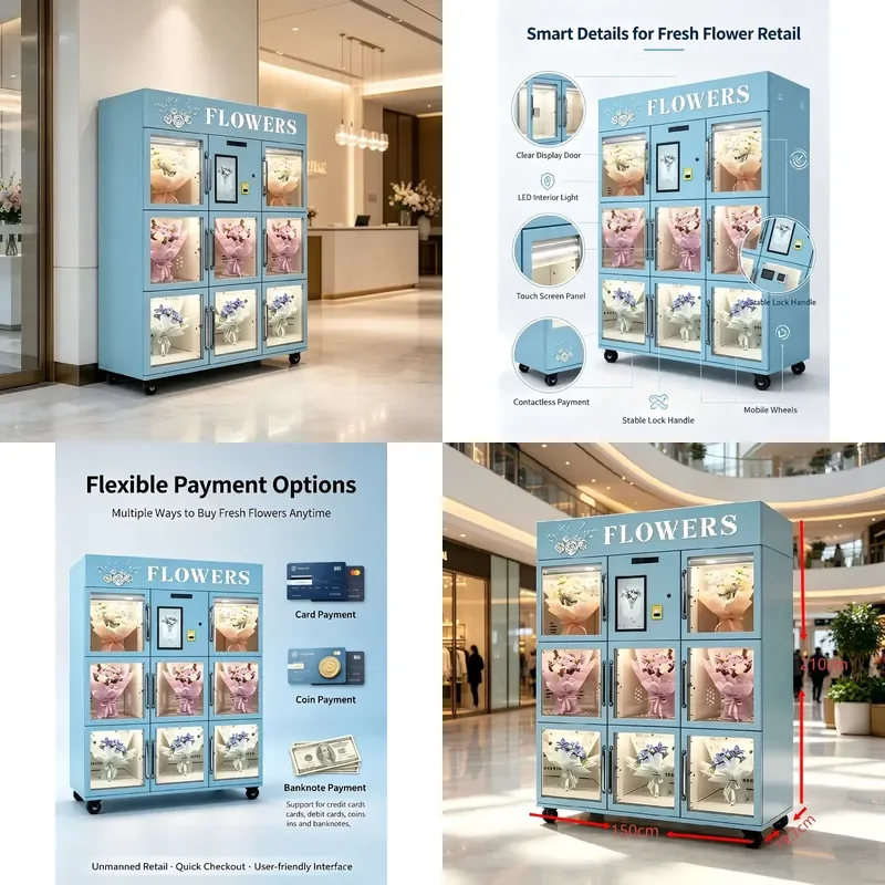 for GS Factory Customized 8 Locker Outdoor 24 Hour Flower Vending Machine with Cooling System LED Display Wi Fi