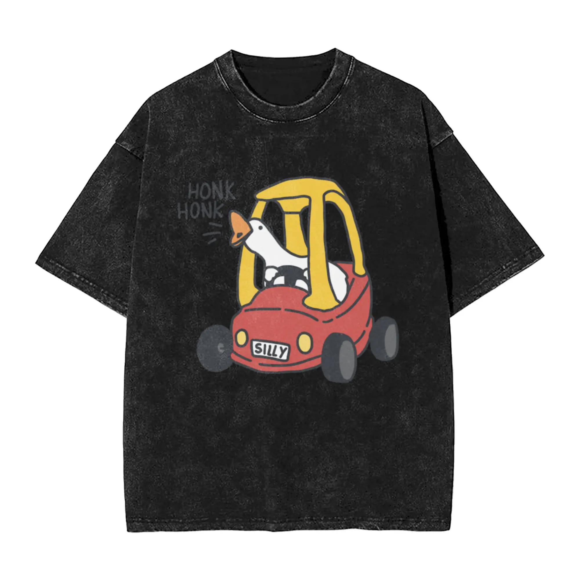 Silly Goose Car Red  Unique Cool A Vintage Oversized Cotton Unisex T-Shirts