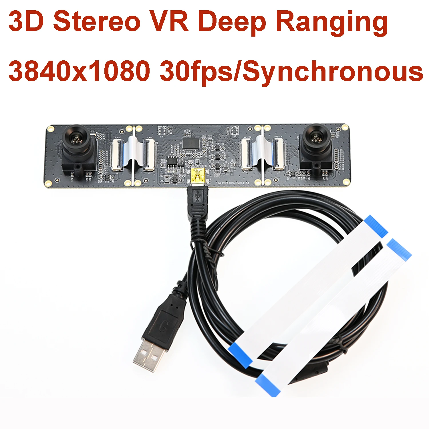 

GXIVISION 1080P Dual Lens USB Camera Module Binocular Synchronous 3D Stereo VR,3840x1080 30fps,For Robot Vision/Deep Ranging