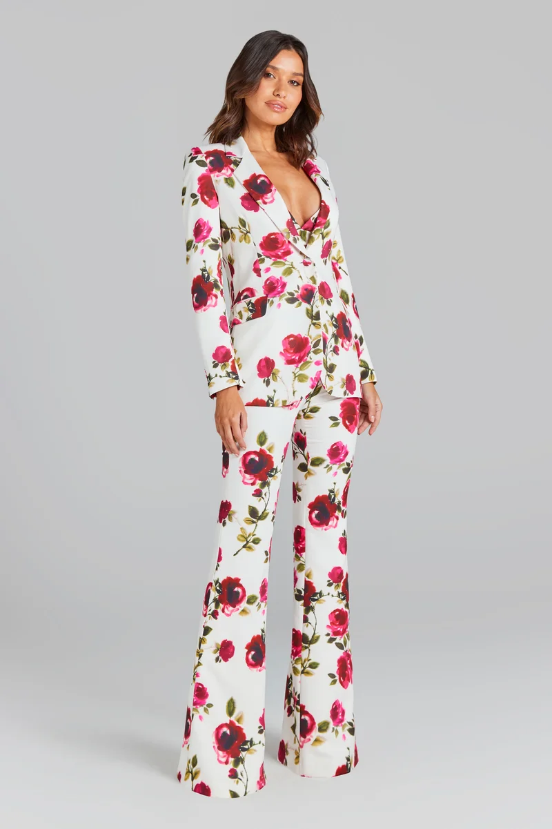 2024 New Women Fashion Full Flora Printing Suit Three-Pieces Set Including Suit Trousers and Top High-End Women's Clothing