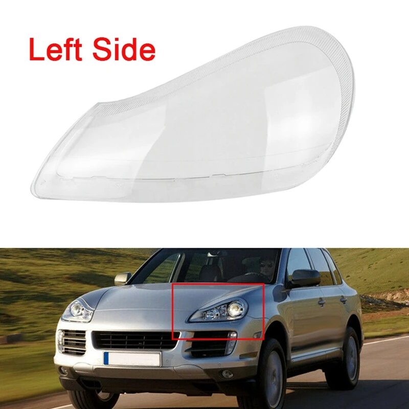 2X Car Clear Front Left Headlight Lens Cover Replacement Headlight Head Light Lamp Cover For-Porsche Cayenne 2008-2010