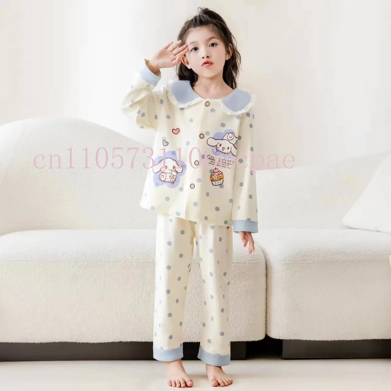 

Children Children's pajamas Long Sleeve Top & Pants Set Cute Cartoon Print Loungewear Children Comfy Casual Loose Cardigan