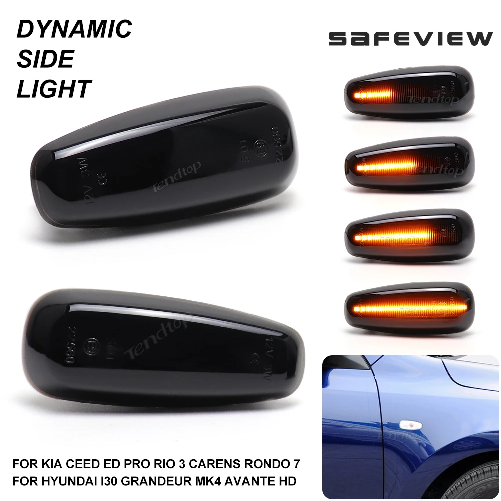 2x LED Dynamic Turn Signal Side Marker Lamp for Kia Pro Ceed Estate Rio 3 Hatchback Saloon Hyundai i30 Azera Elantra Avante