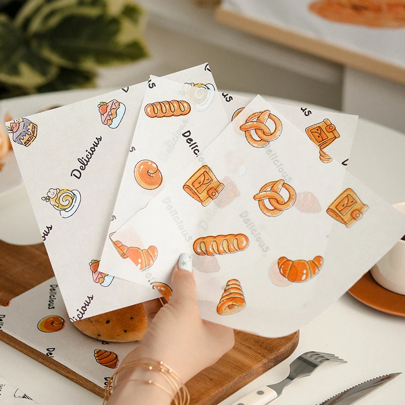 100Pcs Deli Wax Paper Sheets For Food Basket Liner Cake Style Printed Greaseproof Deli Paper For Wrapping Bread Burgers