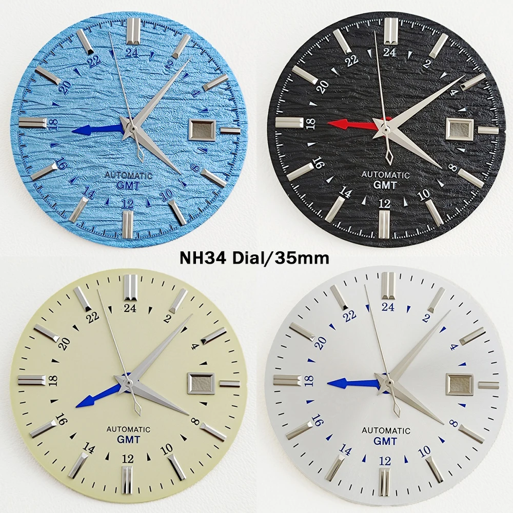 35mm dial NH34 dial improved four pointer dial custom logo dial suitable for GMT NH34 movement watch replacement module