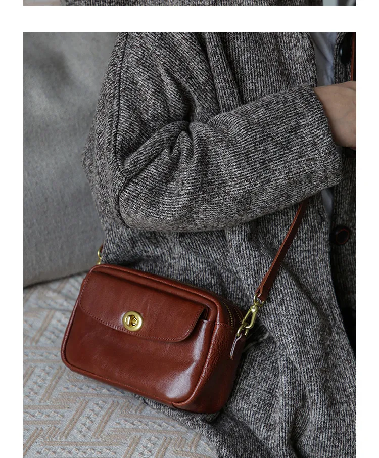 Modische Joker Vintage-Umhängetasche aus Rindsleder für Damen, Outdoor, Alltag, Reisen, Luxus, echtes Leder, kleine Crossbody-Tasche – Detail 11
