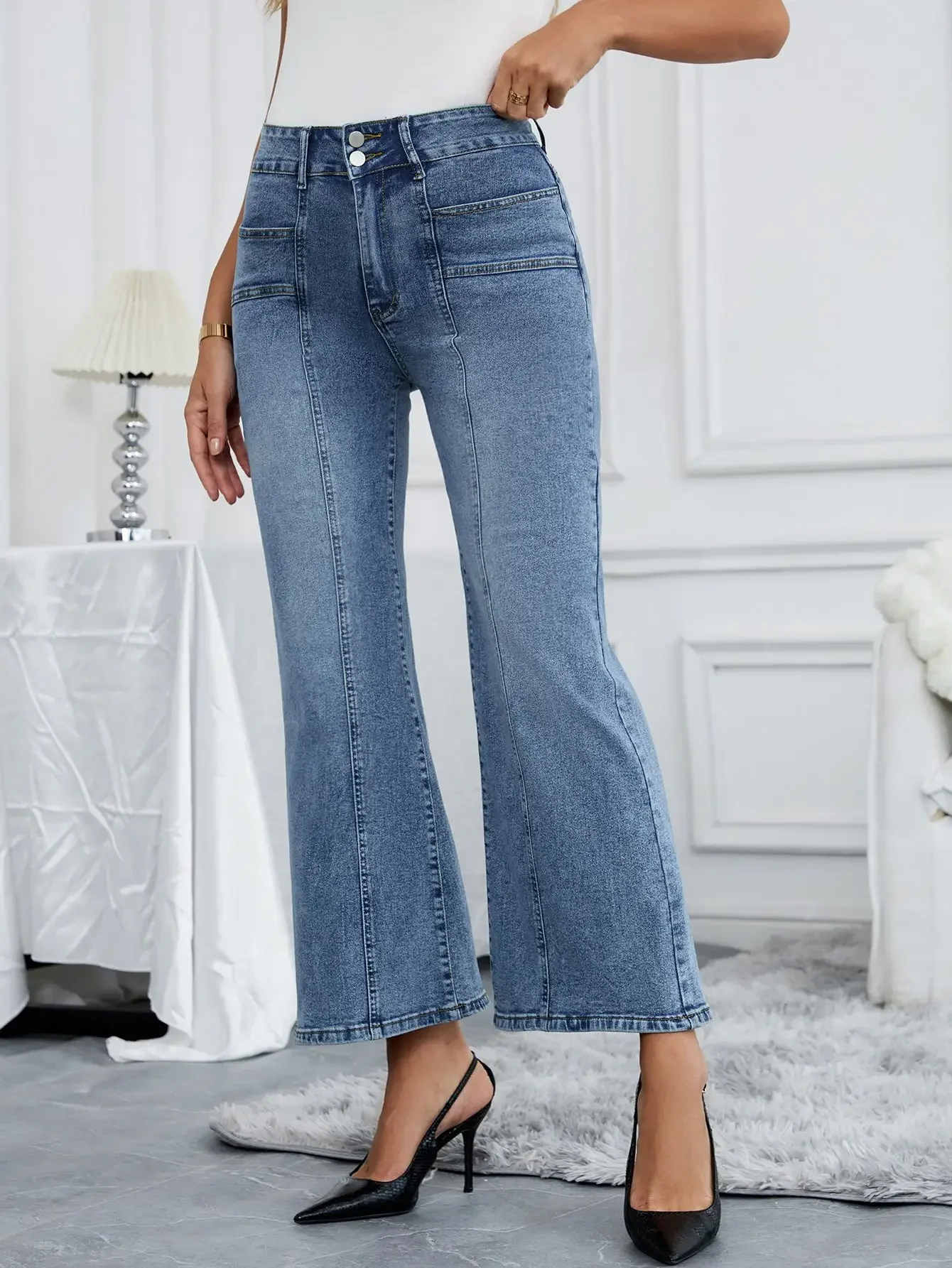 Celana Jeans Wanita Y2k Celana Jeans Baggy Celana Jeans Kaki Lebar Snow Wash Stretch Denim Celana Panjang Retro Fashion Nyaman Dipakai Kasual