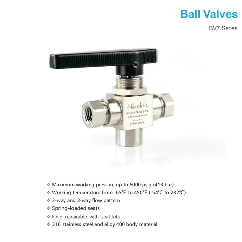 Hikelok 6000 psig Stainless Steel 2 3 Way Ball Valves Hydraulic Air 2