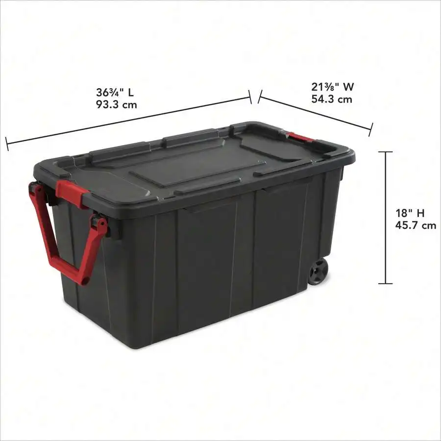 2 Pack 40 Gallon Storage Bins With Lids, Extra Large Wheeled Plastic Storage Tote With Latching Lid & Pull Handle, Stackable Sto