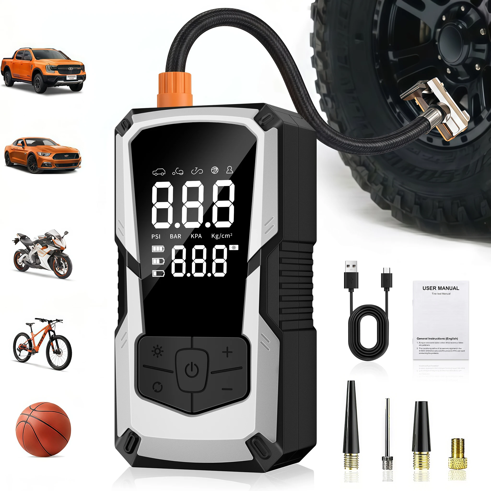 150 PSI Portable Car Tire Inflator - Digital Air Compressor 7