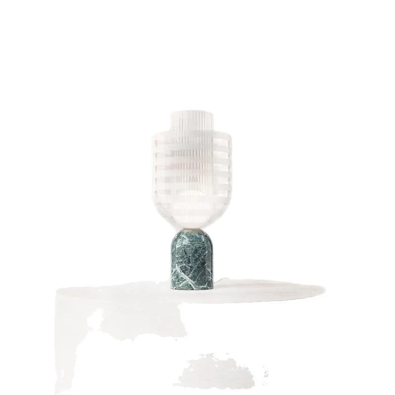 

Simple modern designer bedroom stylish decorative glass enclosure lamp Italian bedside marble table lamp
