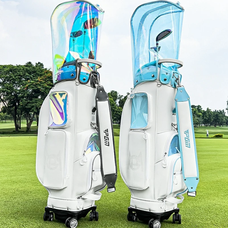 PGM Golf Bags High Quality Woman Transparent Colorful Hidden Trolley Pulley Water-repellent Bag with 4 360 Wheels QB168