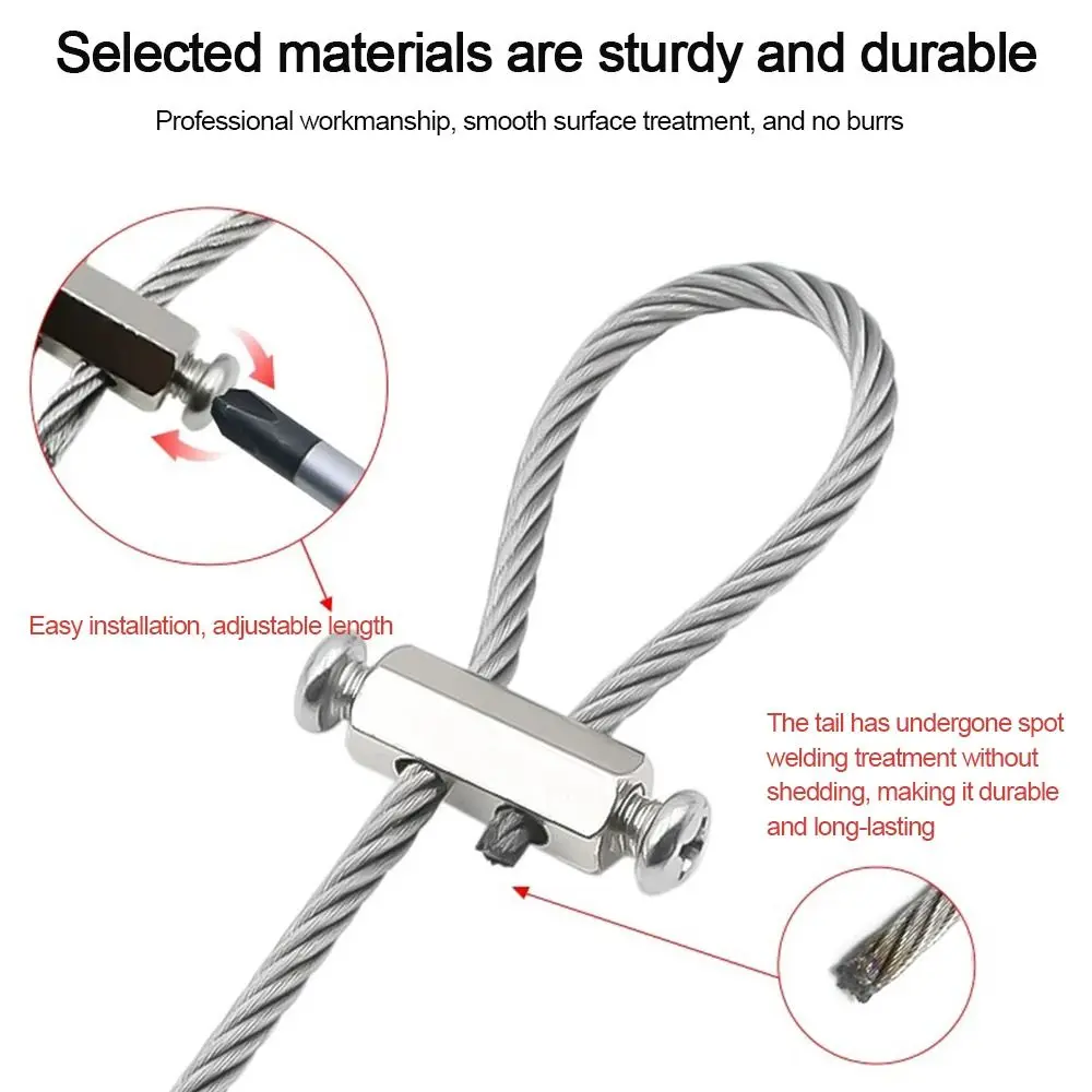 جديد حبل أسلاك الفولاذ المقاوم للصدأ قابل للتعديل مع قفل تعليق الحبل 1.5/2/3/4 مللي متر ربط قابل للسحب #2