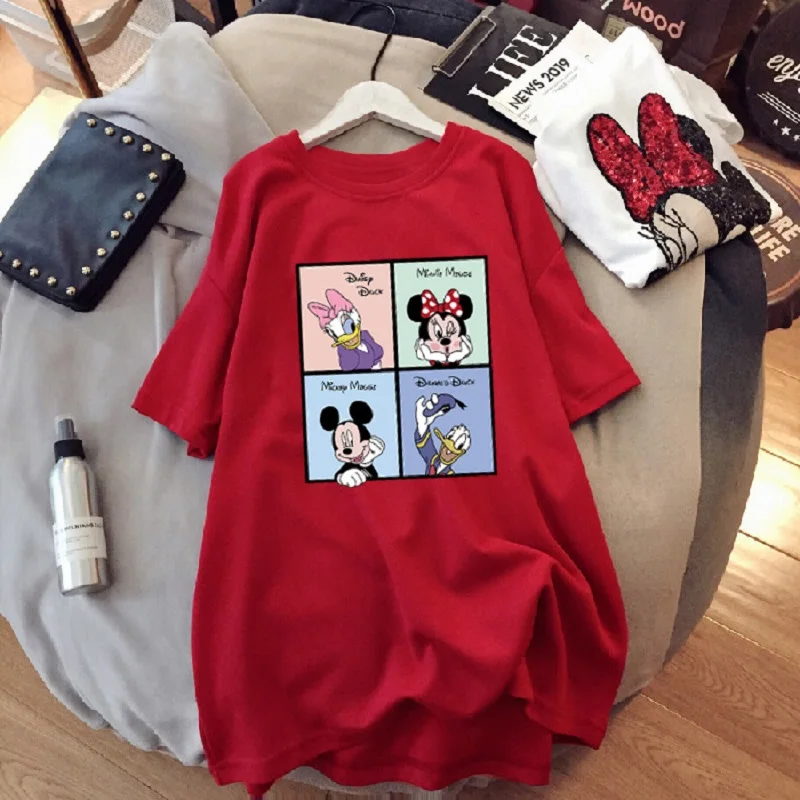 

Disney T-shirt Mickey Donald Duck Print Cartoon T-shirt Women's Summer Loose Casual Fashion Mid-Length Large Size Short-sleeved