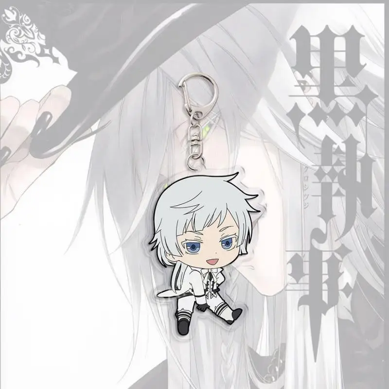 Black Butler Anime Figuur Ciel Phantomhive Sebastian Michaelis Q-versie Patroon Acryl Hanger Sleutelhanger Bagpack Decoratie