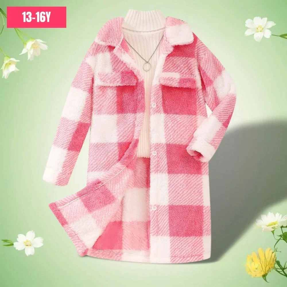 

Teenager Girls Tops Long Sleeve Plush Autumn Winter Children Coat Casual Warm Soft Ventilate Teen Girls Clothing 13-16 Years Old