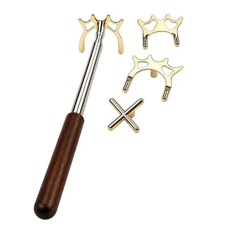 A06F-Retractable Wood Handle Pool Bridge Cue Stick With 3 Removable Heads For Portable Snooker Billiard Accessories