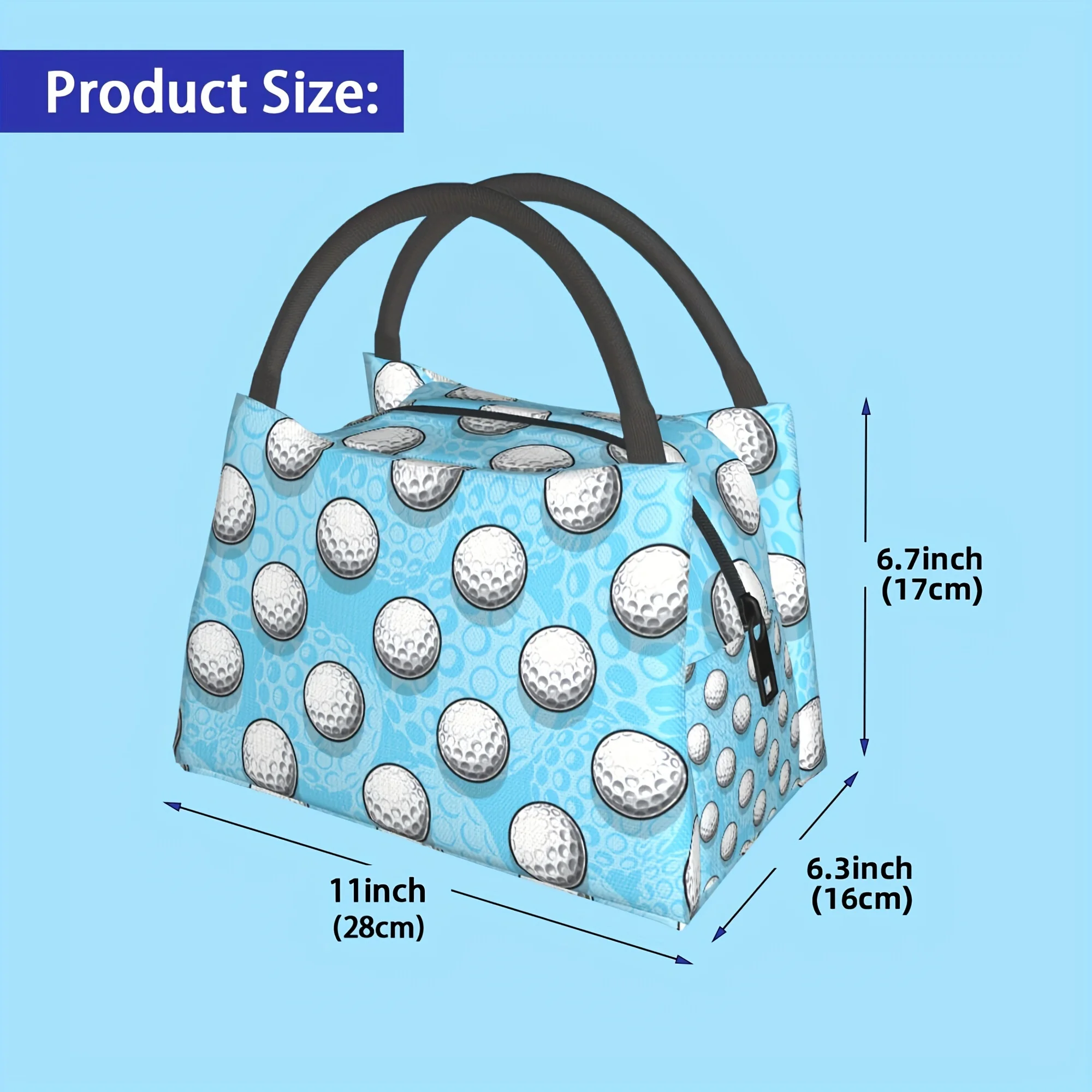 Golf Ball Pattern Portable Reusable Cooler Bag Insulated Lunch Bag Essential for Camping Picnic Beach Suitable for Home